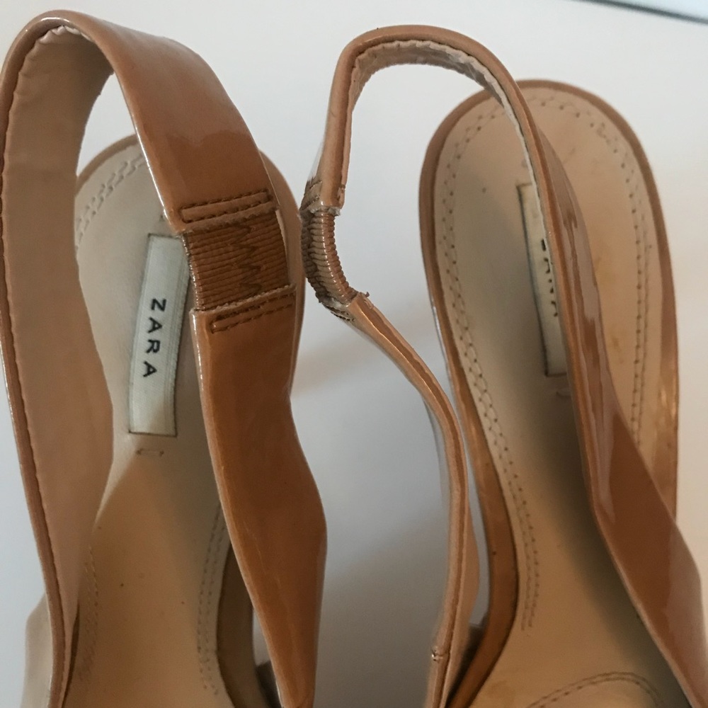 šSOLDšZARA Platform Heels Sling Back Pumps in Warm Dark Nude Euro 39 - Picture 6 of 8